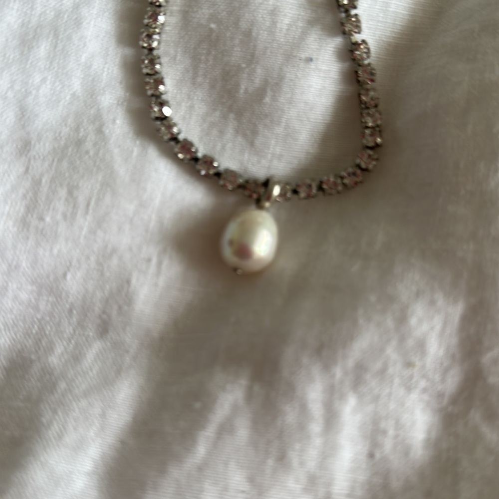 J Crew Rhinestone Necklace with Freshwater Pearl - Picture 2 of 2